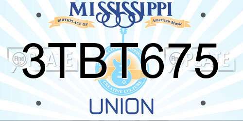 3TBT675 Mississippi License Plate