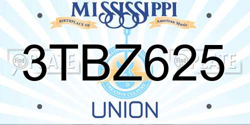 3TBZ625 Mississippi License Plate