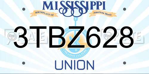 3TBZ628 Mississippi License Plate