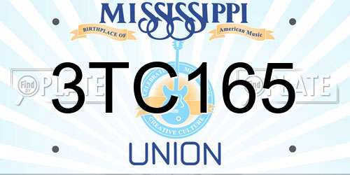 3TC165 Mississippi License Plate