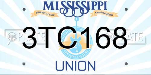 3TC168 Mississippi License Plate
