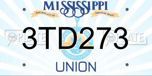 3TD273 Mississippi License Plate