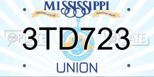 3TD723 Mississippi License Plate