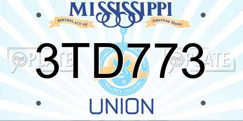 3TD773 Mississippi License Plate