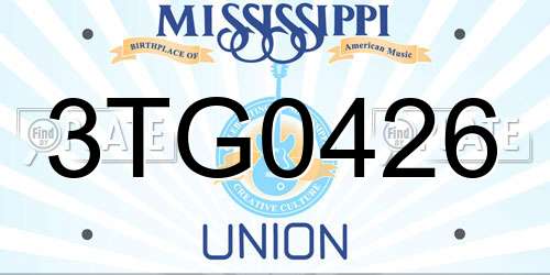 3TG0426 Mississippi License Plate