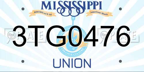 3TG0476 Mississippi License Plate