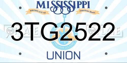 3TG2522 Mississippi License Plate