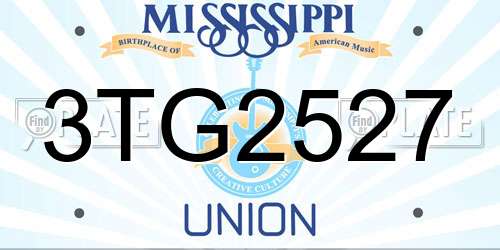3TG2527 Mississippi License Plate