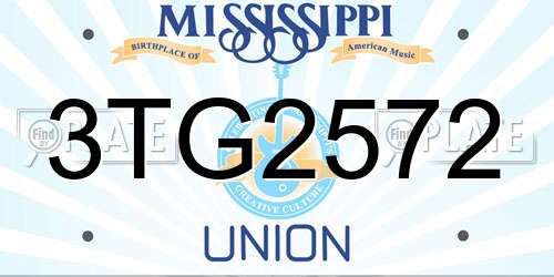 3TG2572 Mississippi License Plate