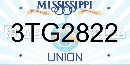 3TG2822 Mississippi License Plate
