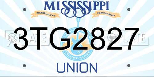 3TG2827 Mississippi License Plate