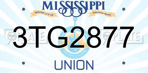 3TG2877 Mississippi License Plate