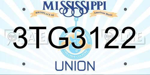 3TG3122 Mississippi License Plate