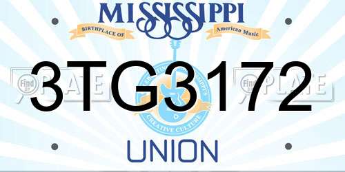 3TG3172 Mississippi License Plate
