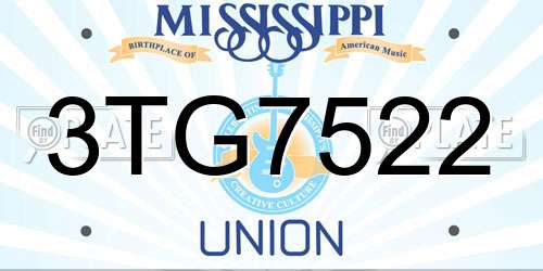 3TG7522 Mississippi License Plate