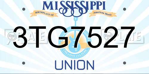 3TG7527 Mississippi License Plate