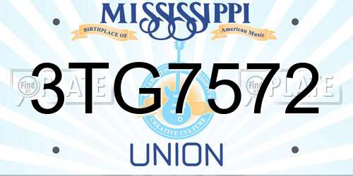 3TG7572 Mississippi License Plate