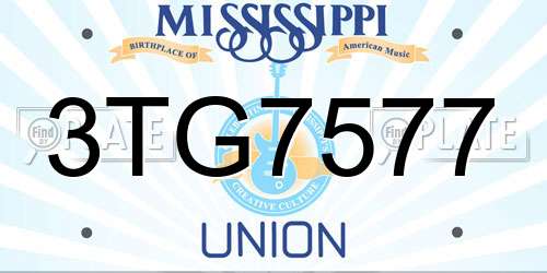 3TG7577 Mississippi License Plate