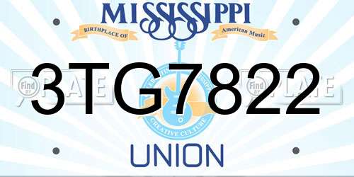 3TG7822 Mississippi License Plate