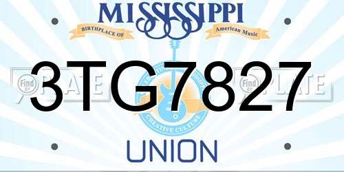 3TG7827 Mississippi License Plate
