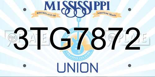 3TG7872 Mississippi License Plate