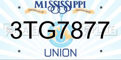 3TG7877 Mississippi License Plate