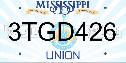 3TGD426 Mississippi License Plate