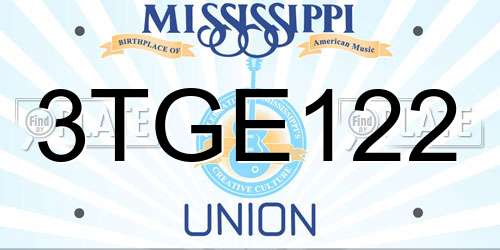 3TGE122 Mississippi License Plate