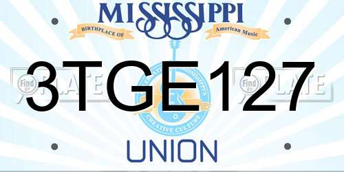 3TGE127 Mississippi License Plate