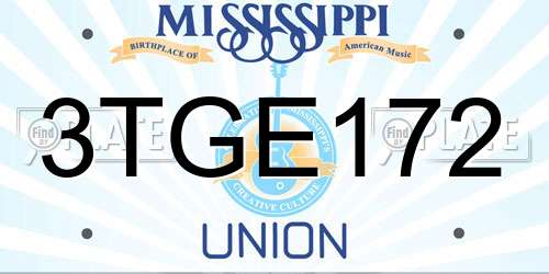 3TGE172 Mississippi License Plate