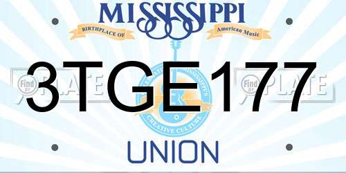 3TGE177 Mississippi License Plate
