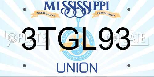 3TGL93 Mississippi License Plate