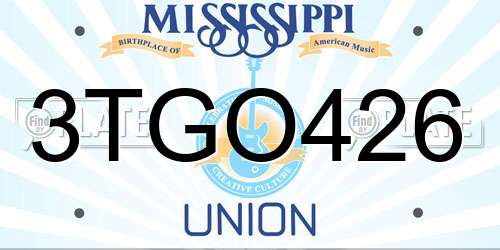 3TGO426 Mississippi License Plate