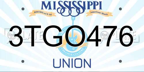 3TGO476 Mississippi License Plate