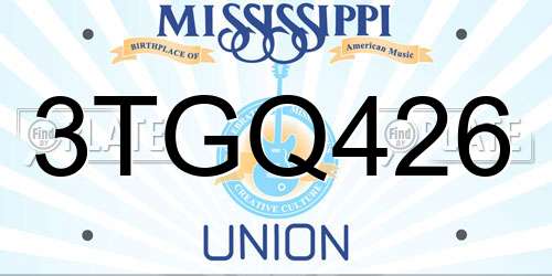3TGQ426 Mississippi License Plate