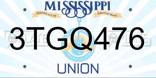 3TGQ476 Mississippi License Plate