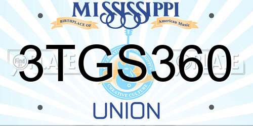 3TGS360 Mississippi License Plate