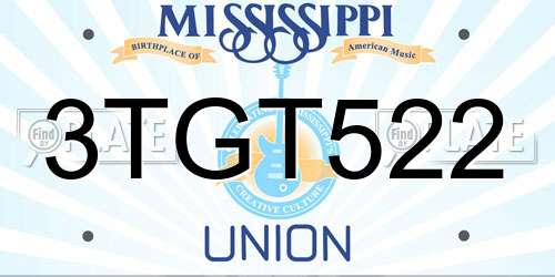 3TGT522 Mississippi License Plate