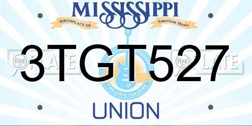 3TGT527 Mississippi License Plate