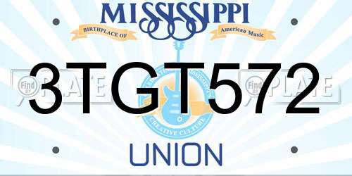 3TGT572 Mississippi License Plate