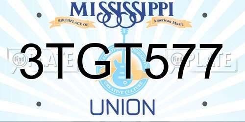 3TGT577 Mississippi License Plate