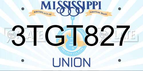 3TGT827 Mississippi License Plate