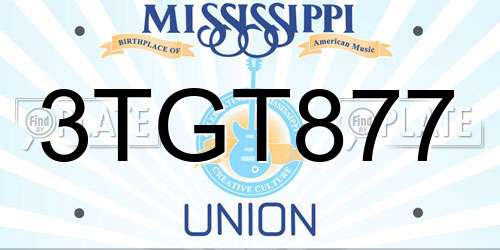 3TGT877 Mississippi License Plate