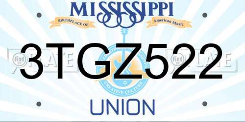 3TGZ522 Mississippi License Plate
