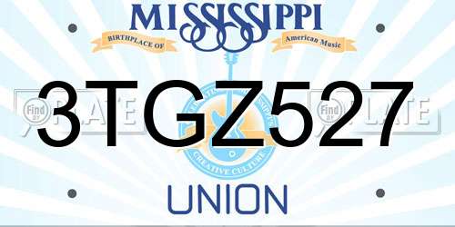 3TGZ527 Mississippi License Plate