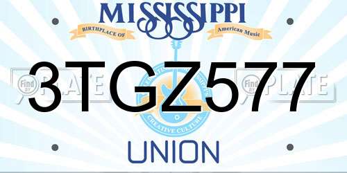 3TGZ577 Mississippi License Plate