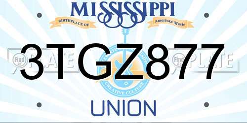 3TGZ877 Mississippi License Plate