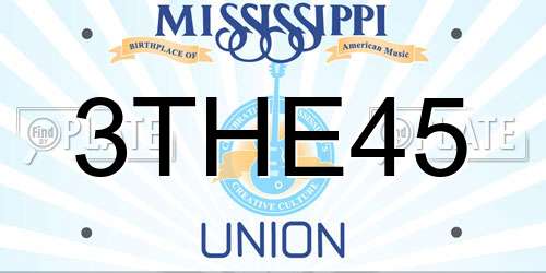 3THE45 Mississippi License Plate