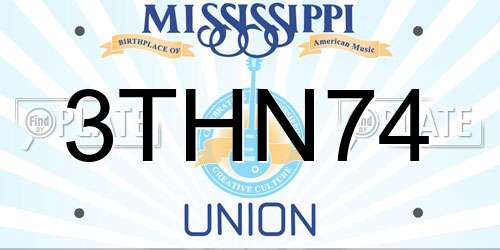 3THN74 Mississippi License Plate