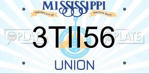 3TII56 Mississippi License Plate